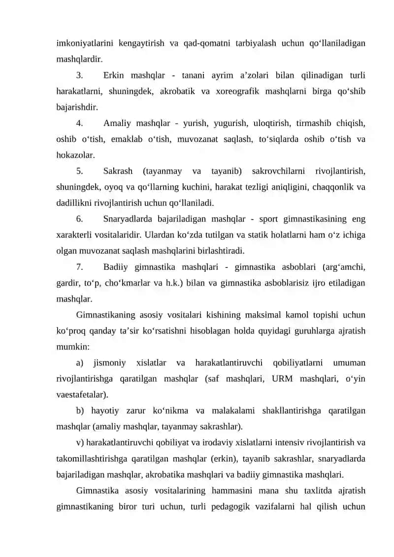 Gimnastika mashqlarini bajarishni o’rgatish 4