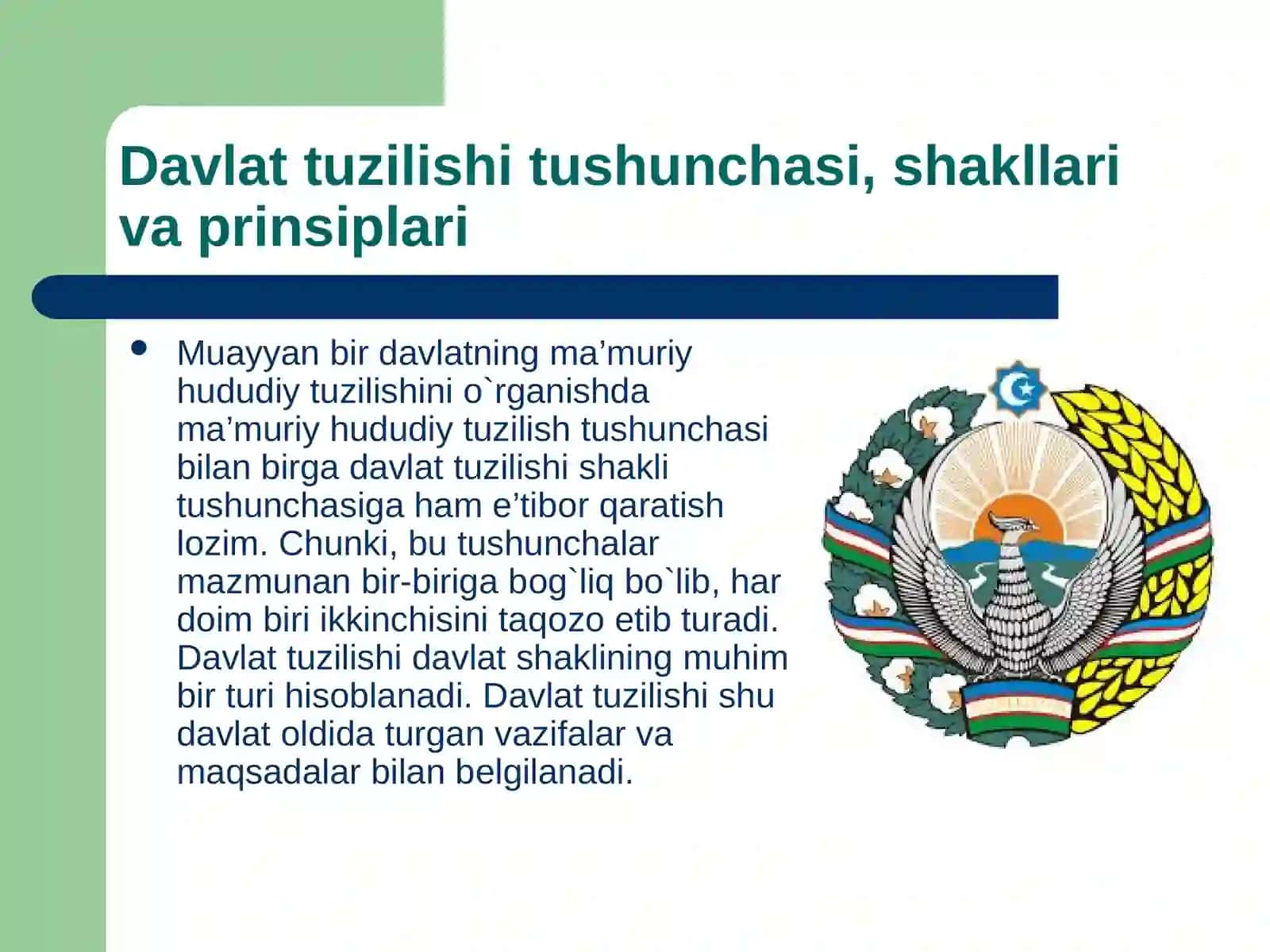 O`zbеkistоnRеspublikasiningdavlattuzilishivama’muriy-hududiybo`linishi 4