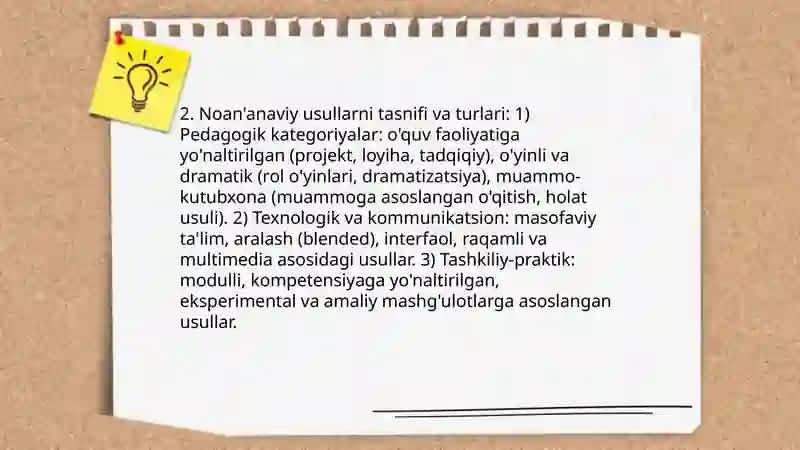 Öqitishning noan'anaviy metodlari va ularning öziga xos hususiyatlari 4