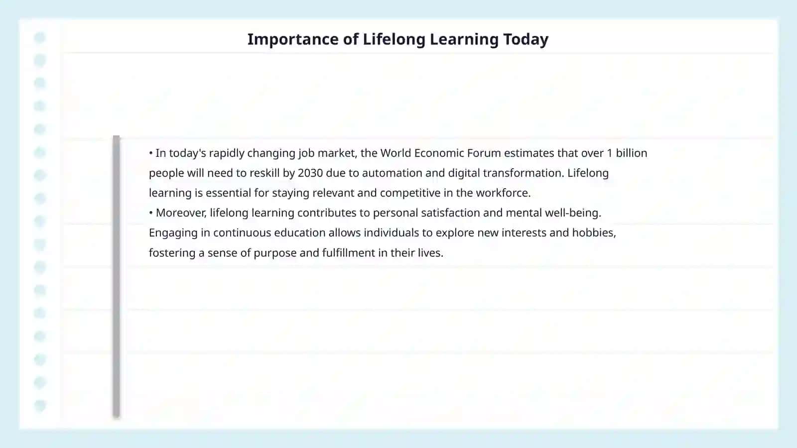 Succeeding in lifelong learning 4