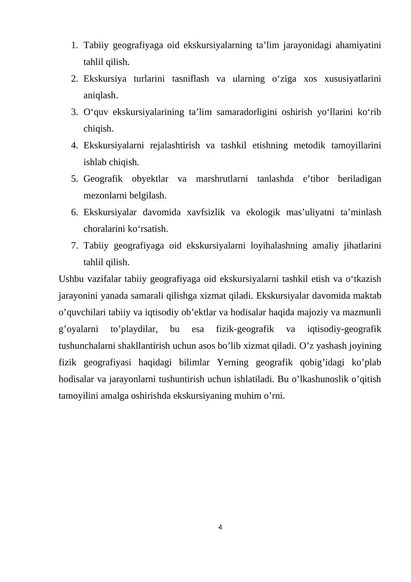 Geografiya va Tabiiy fan o’qitish metodikasi KURS ISHI 4