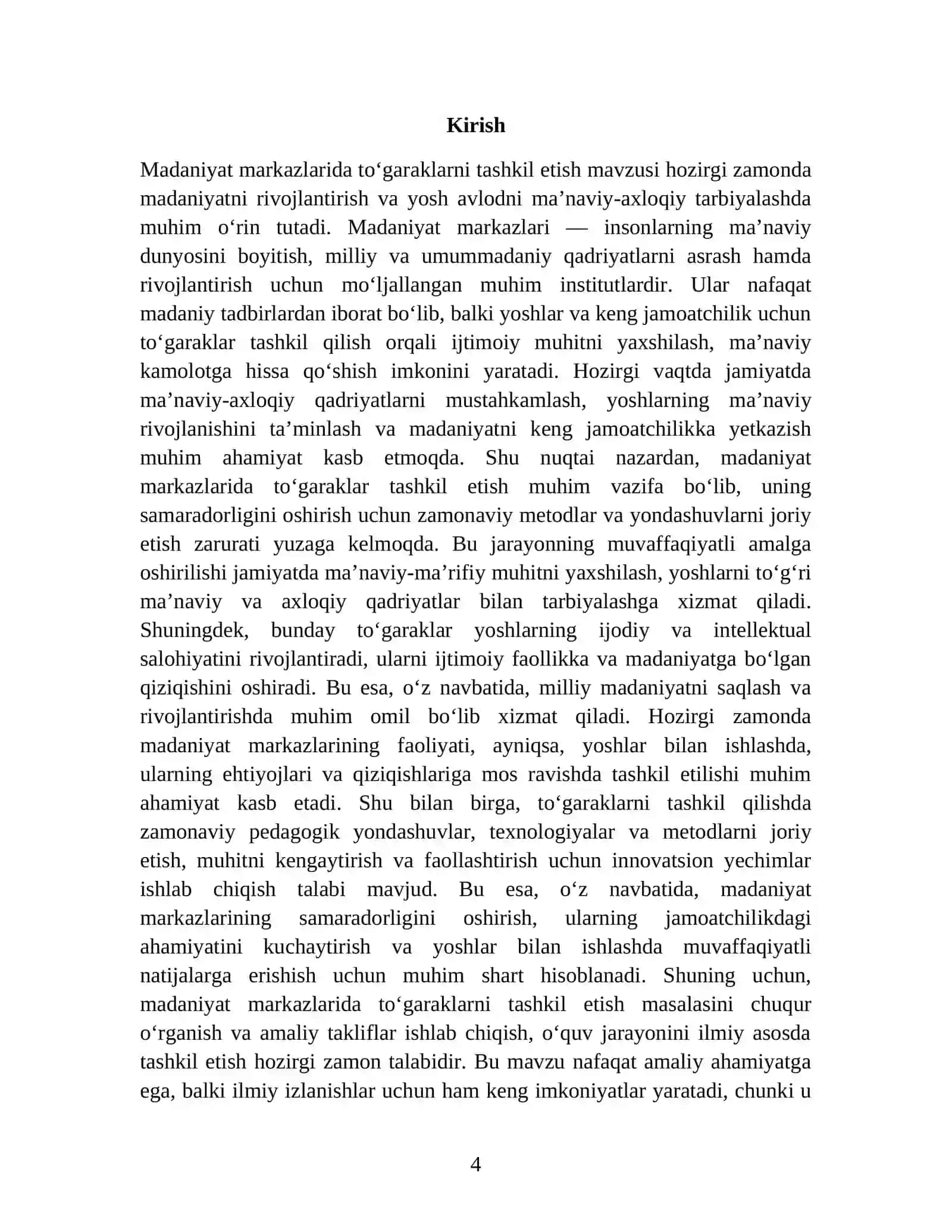 Madaniyat markazlarida to'garaklarni tashkil etish 4
