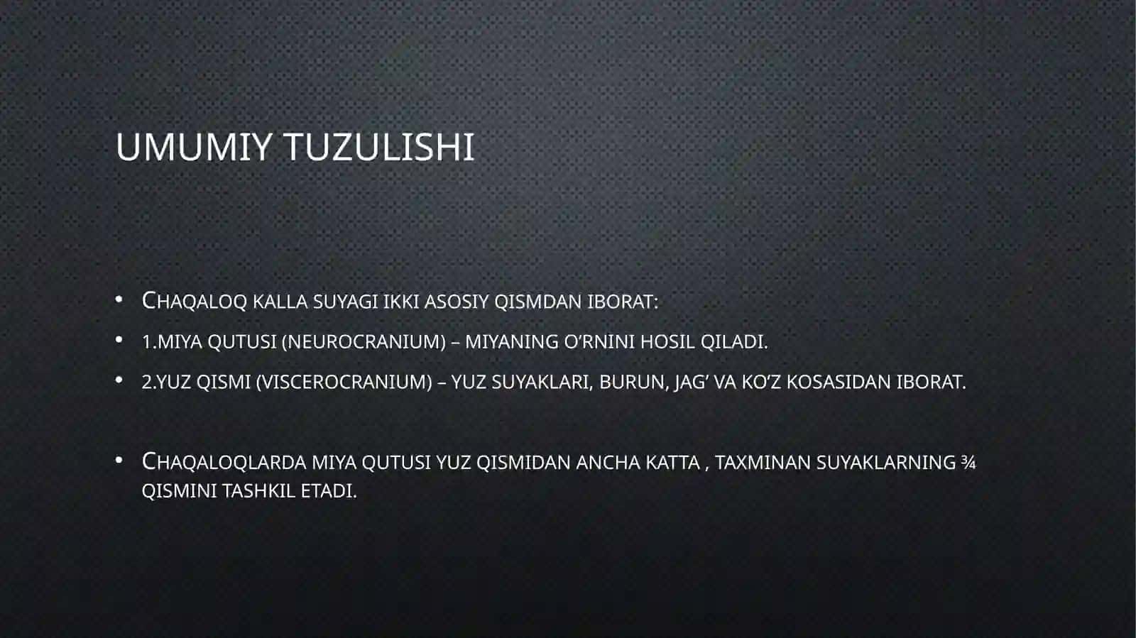Chaqaloq kalla suyagi,tepa va pastki jag’ suyaklari 4