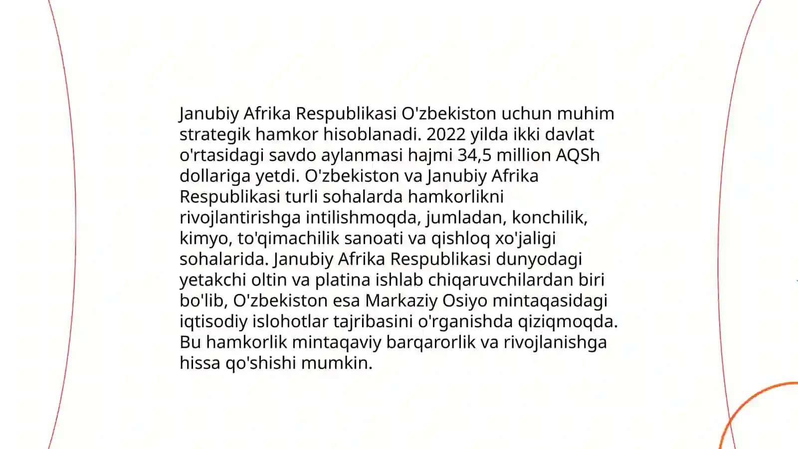 O'zbekiston va jahon hamjamiyati Janubiy Afrika mamlakatlari bilan halqaro diplomatik aloqalar misolida 4