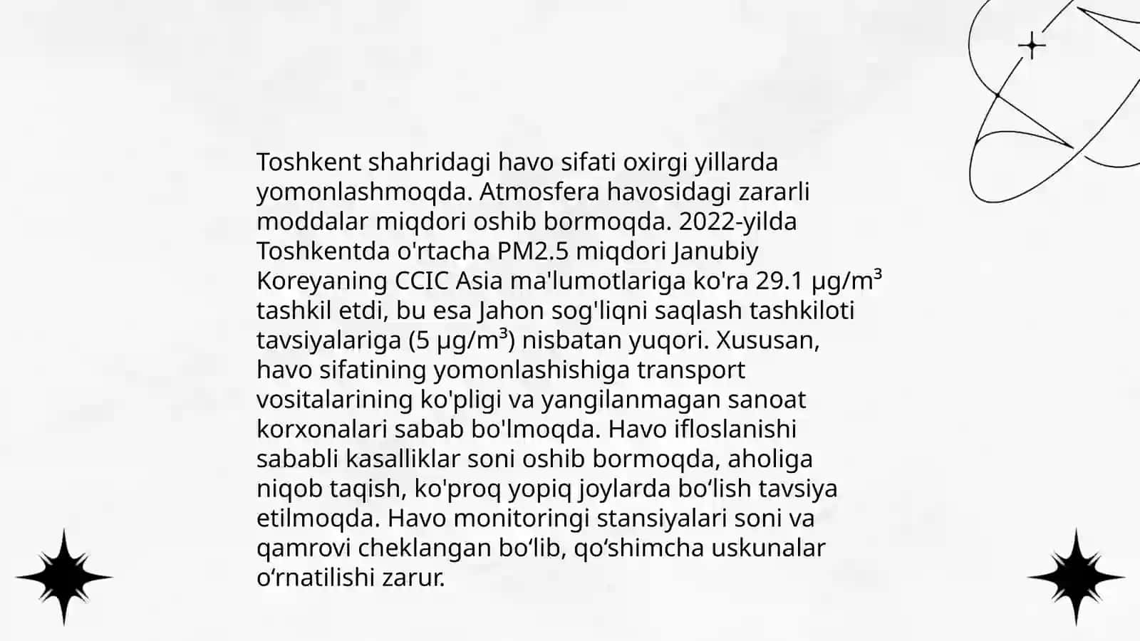 O'zbekistonda havoning ifloslanish darajasi va uning ekologikoqibatlari 4