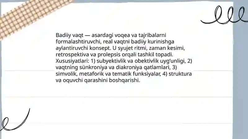 Badiiy makon va vaqt kategoriyasi 4