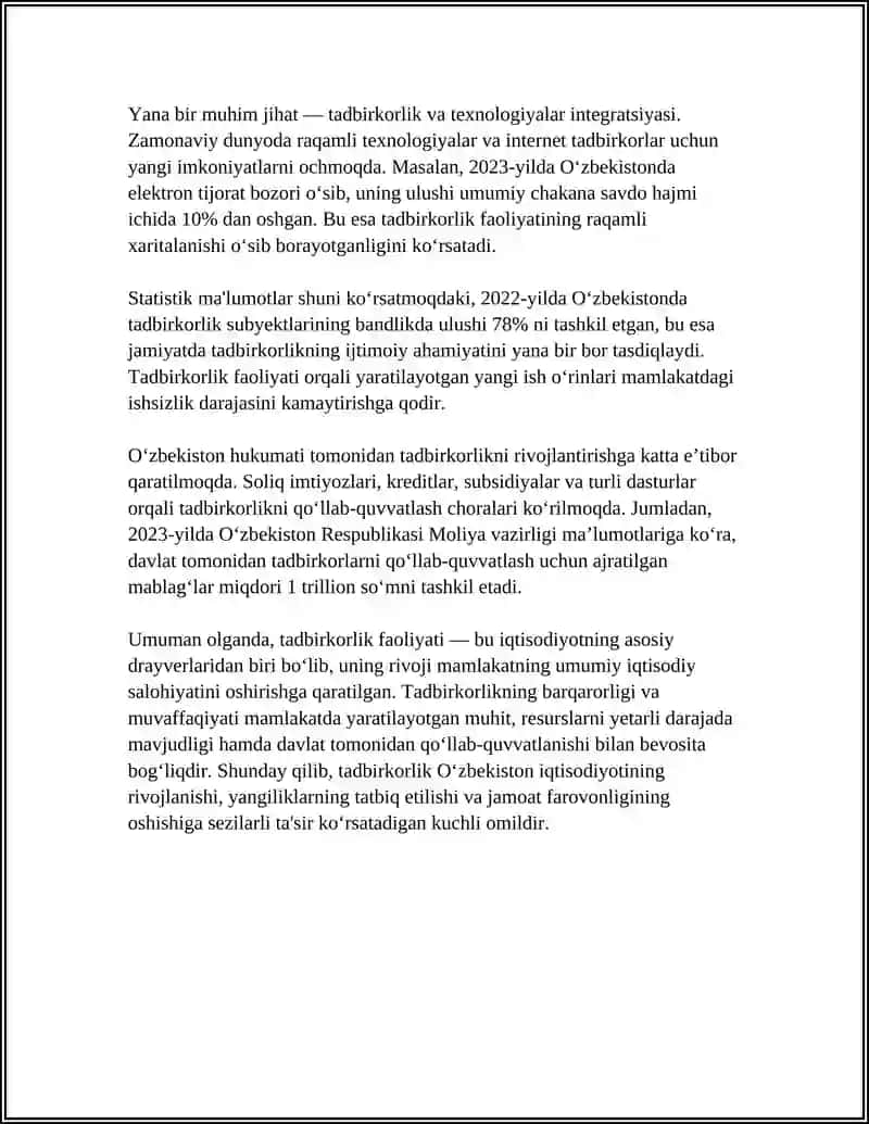 TADBIRKORLIK FAOLIYATI VA TADBIRKORLIK KAPITALI 4