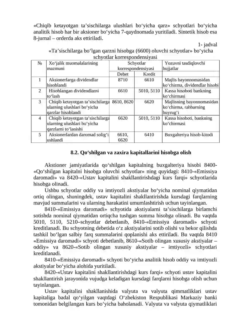 Ustav kapitalining shakllanishi va ularning hisobini tashkil qilish 4