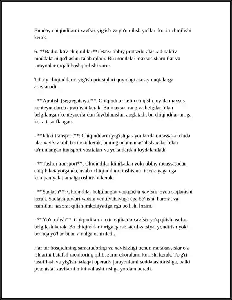 Tibbiy chiqindilarni yigʻish turlari 4