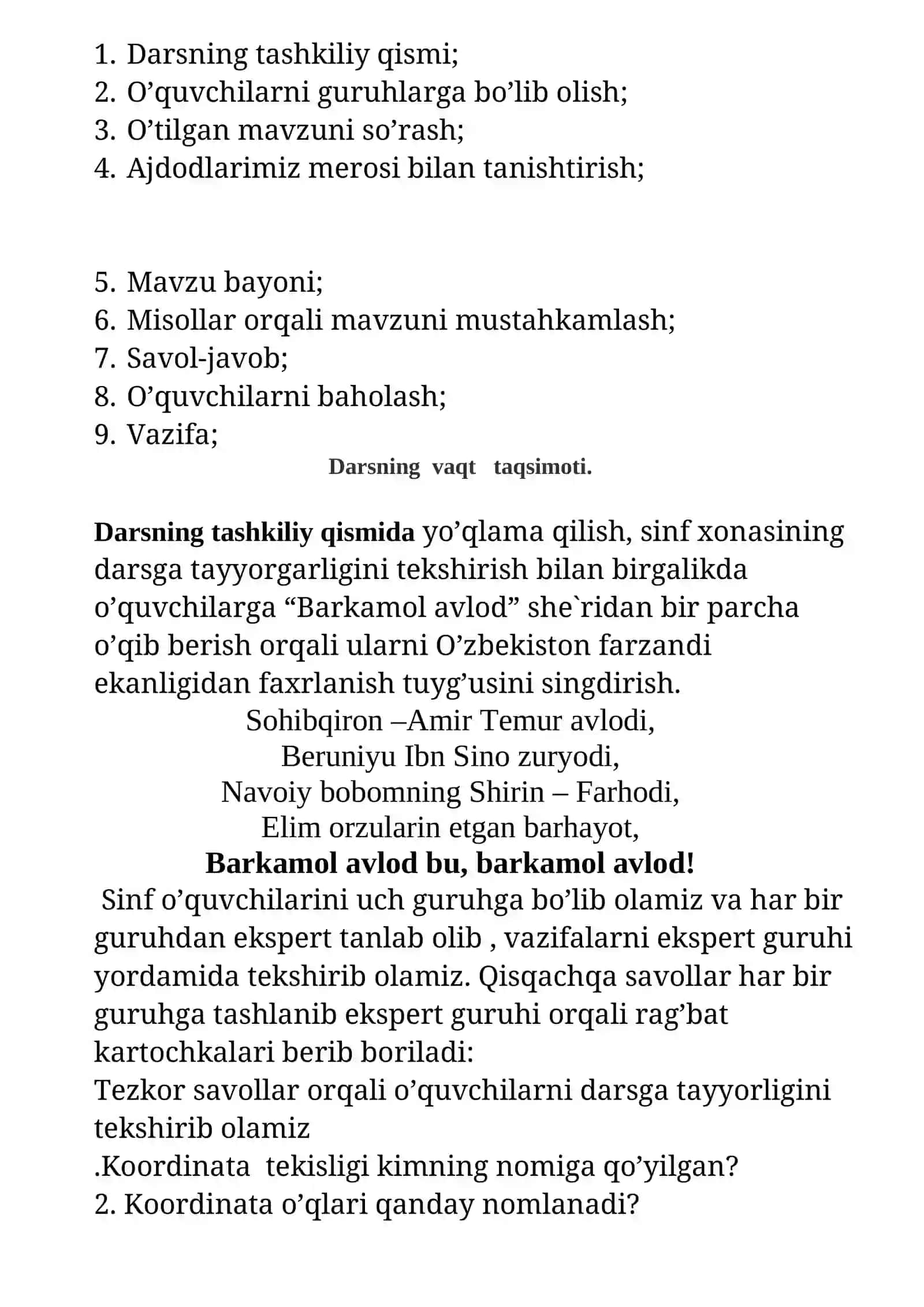 Nuqtani koordinata boshi atrofida burish  bir soatlik dars 4