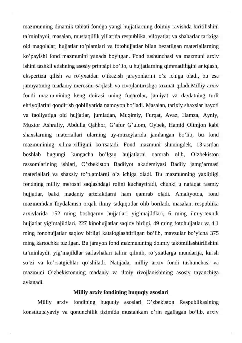 O’zbekiston Respublikasi Milliy arxiv fondi va Milliy arxivlari fondlari 4