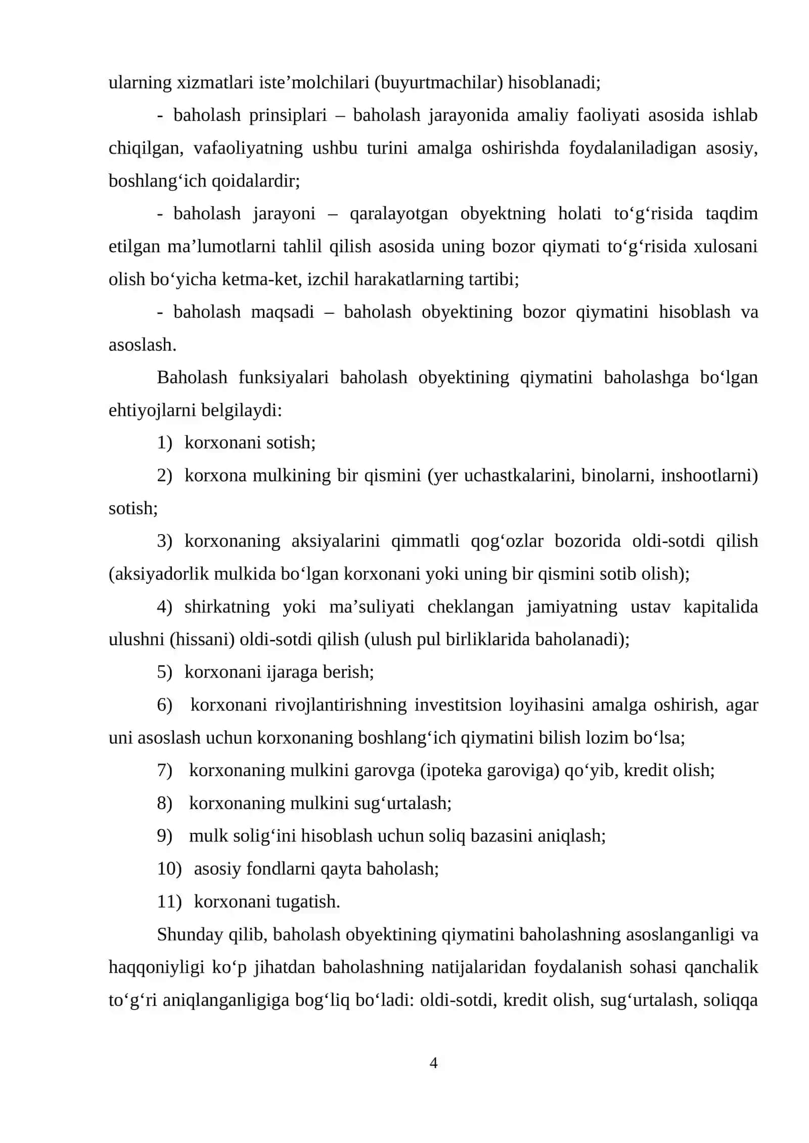 1-Mavzu. Mulk qiymatini baholash faoliyati tushunchasi va mazmuni 4