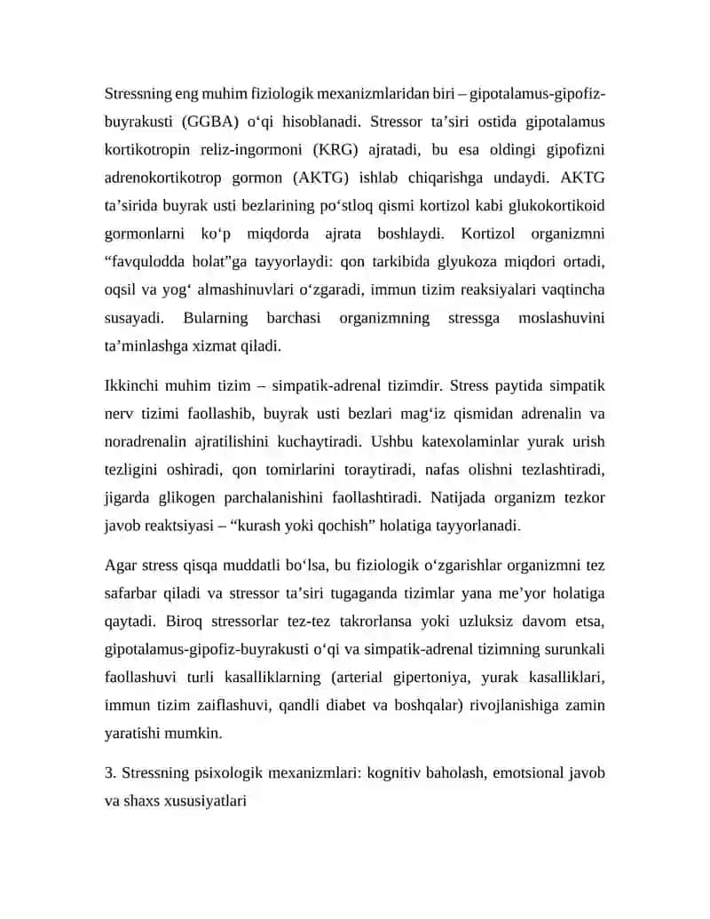 STRESNING PSIXOFIZIOLOGIK MEXANIZMLARI 4