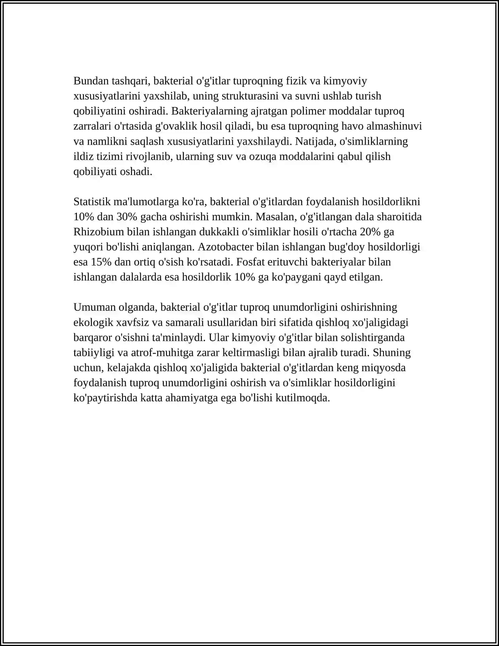 TUPROQ UNUMDORLIGINI OSHIRISHDA BAKTERIOLOGIK O'G'ITLARNI QO'LLASH 4