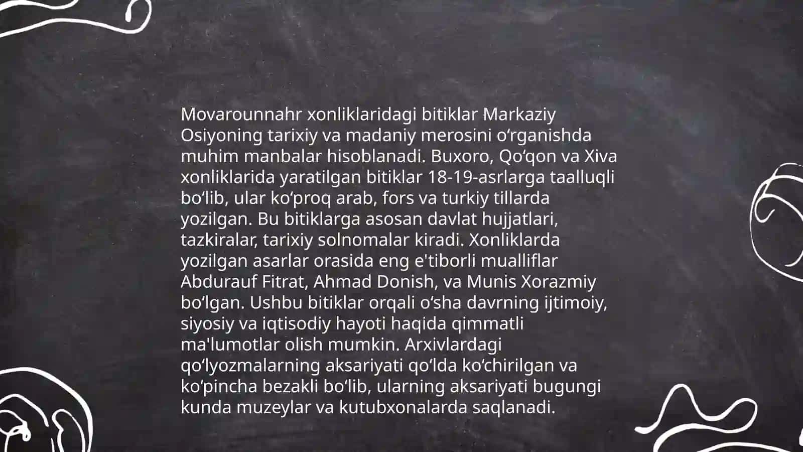 Xonliklar davri yozuvlar tarixi 4