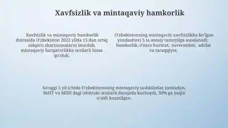 Oʻzbekiston respublikasining xalqaro reyting va indekslardagi oʻrni va nufuzini ortib borishi 4