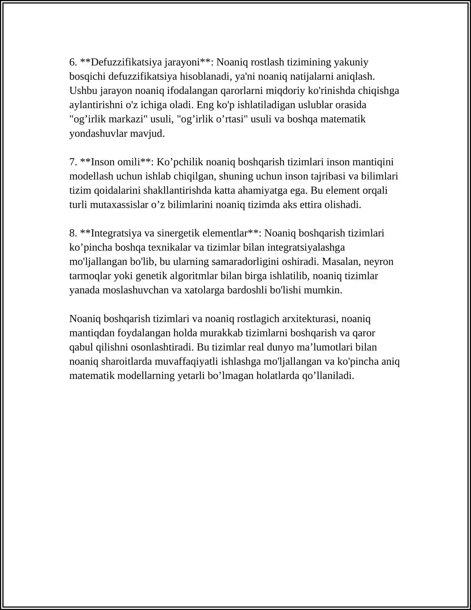 NOANIQ BOSHQARISH TIZIMLARINING YELEMENTLARI. NOANIQ ROSTLAGICH ARXITEKTURASI 4