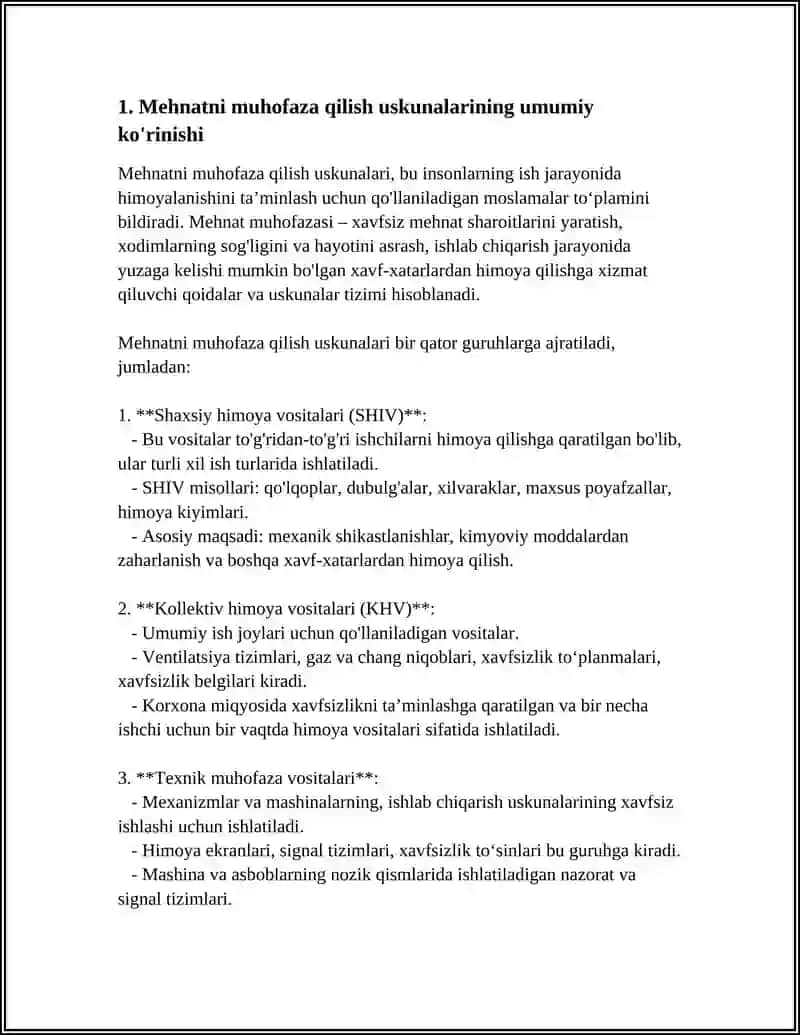 Mehnatni muhofaza qilish uskunalarini ta'mirlashga texnik xizmat ko'rsatish talablari 4