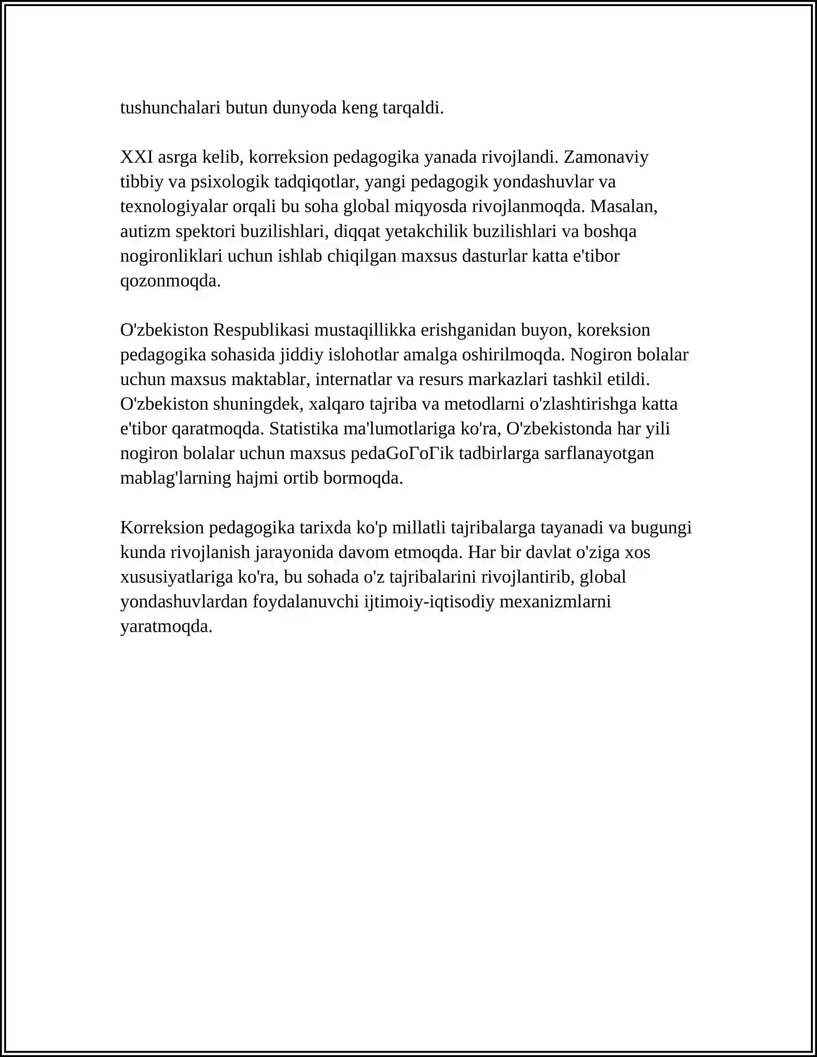 "KORREKSION PEDAGOGIKA VA INKLYUZIV TA'LIM ASOSLARI" 4