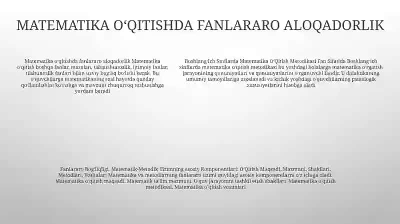 BoshlangʻIch Sinflarda Matematika OʻQitish Metodikasi 4