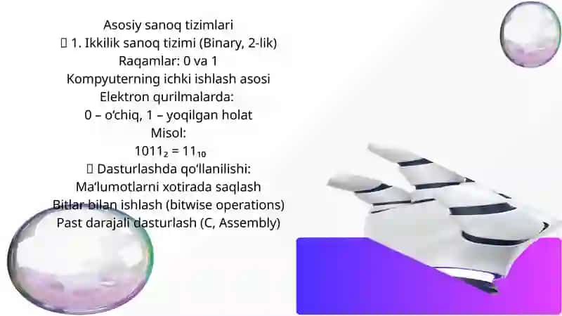 Sanoq tizimlarining dasturlash va algoritmlarda qo’llanilishi 4