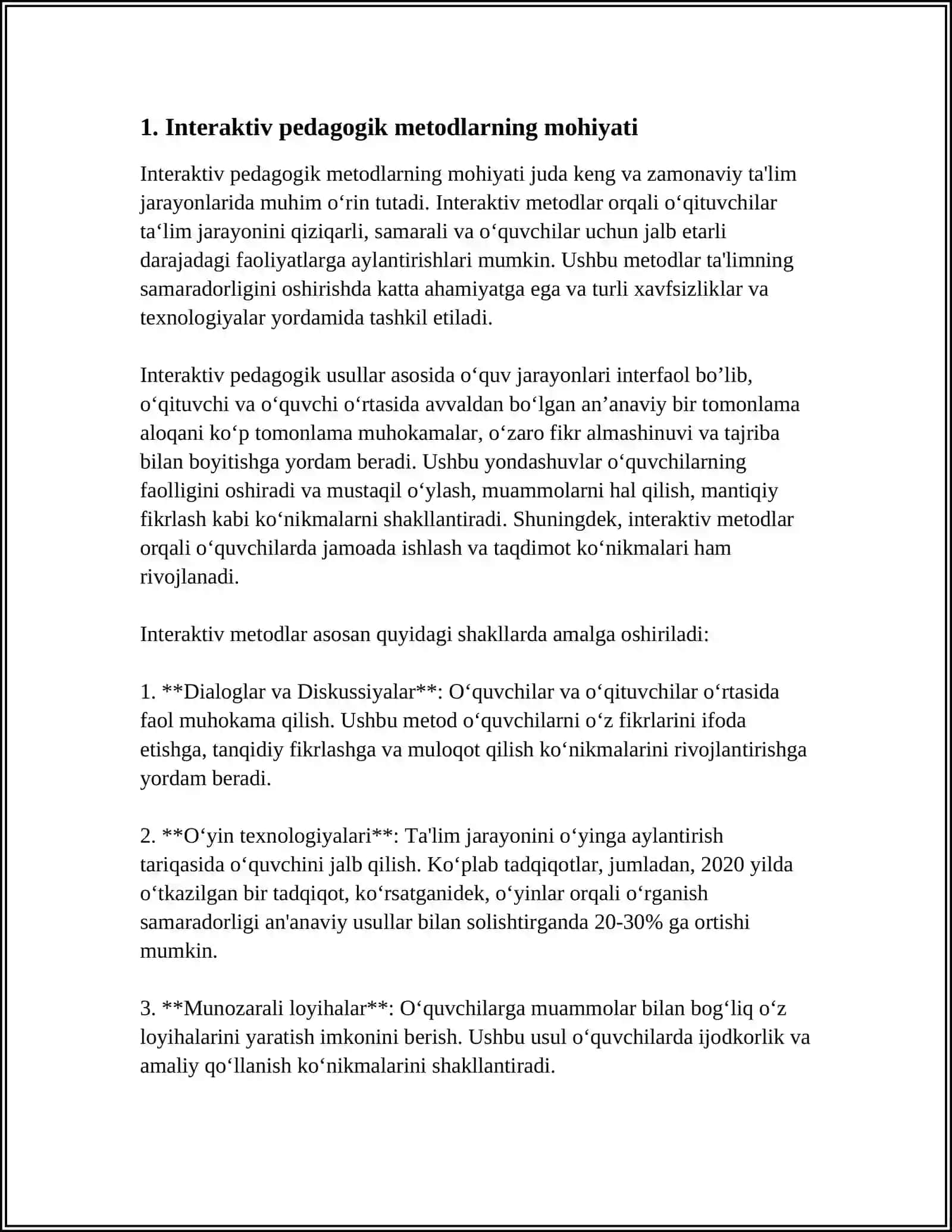 MUSIQA DARSLARIDA INTERAKTIV PEDAGOGIK METODLARNING QO‘LLANILISHIDA SAMARADORLIK VA O‘ZIGA XOS JIHATLAR 4