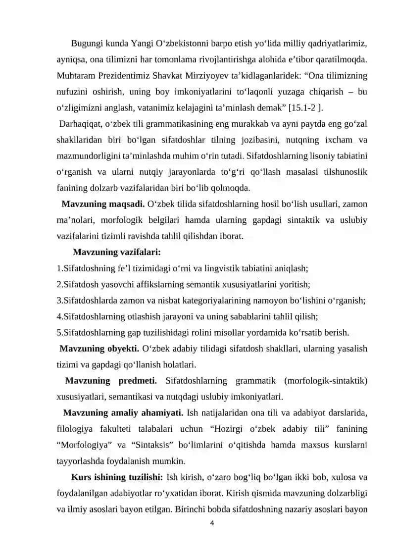 O‘ZBEK TILIDA SIFATDOSH 4