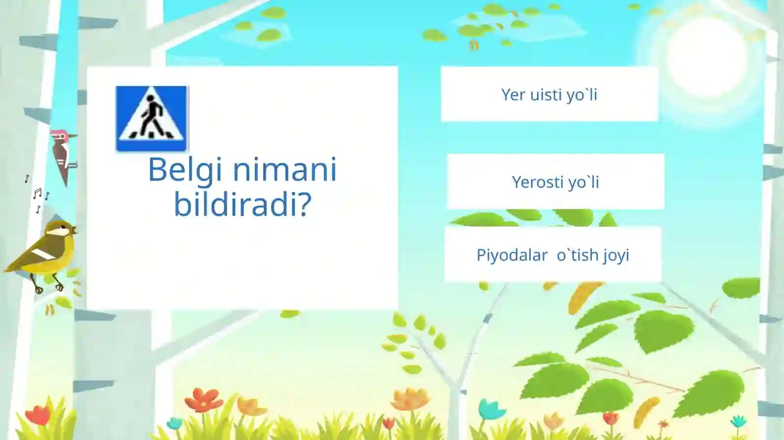 Yo`l qoidasi –umr foydasi bo`limini mustahkamlovchi test! 4