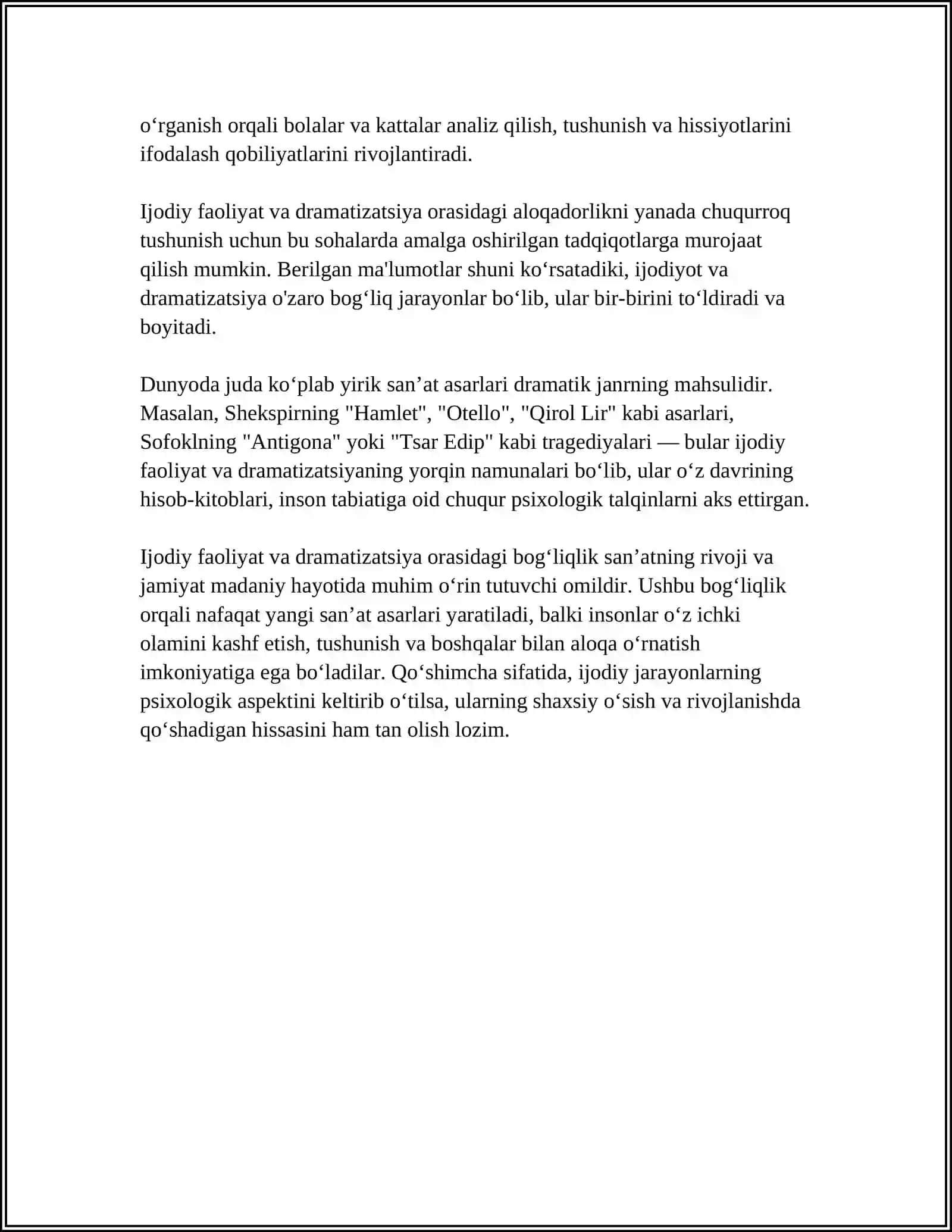 IJODIY FAOLIYAT VA DRAMATIZATSIYA OZARO BOGLIGI 4