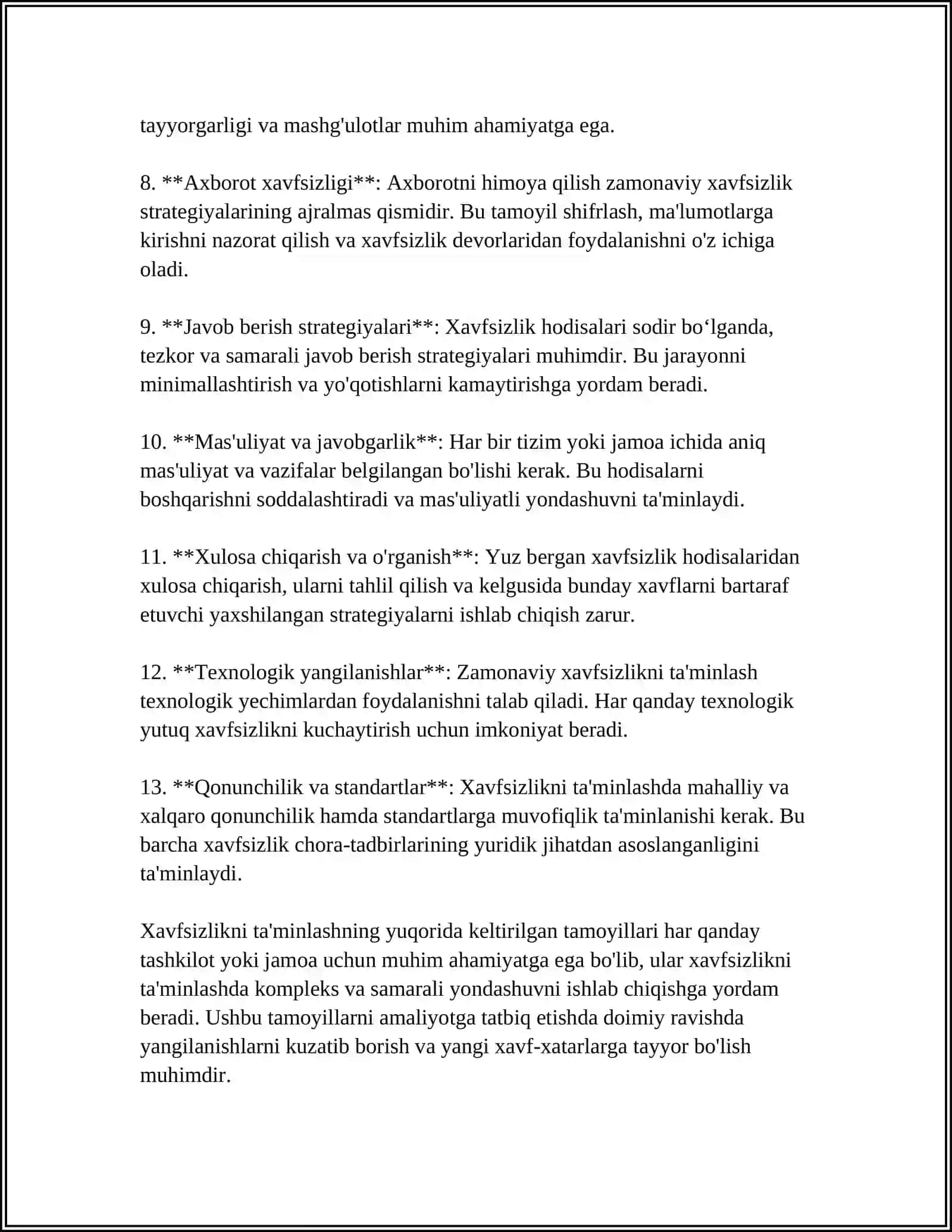XAVFSIZLIKNI TA’MINLASH TAMOYILLARI VA USLUBLARINI TAHLIL QILISH 4