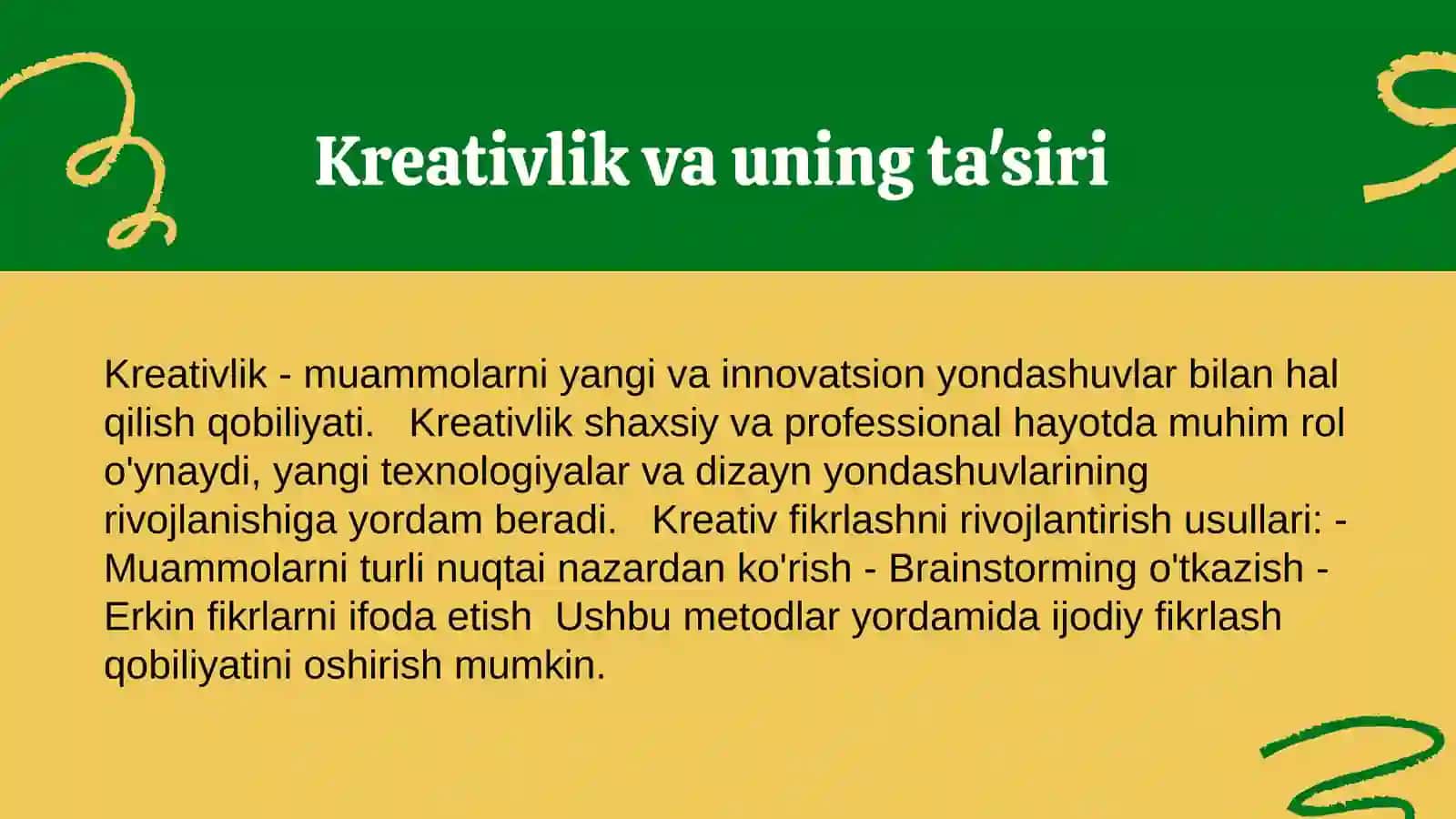 Soft skills- moslashuvchan fikrlash, kreativlik. Ma'lumotlarning mantiqiy tuzilishi. Axborotni bir turdan boshqasiga o'tkazish (grafik, matnli va boshqalar) 4