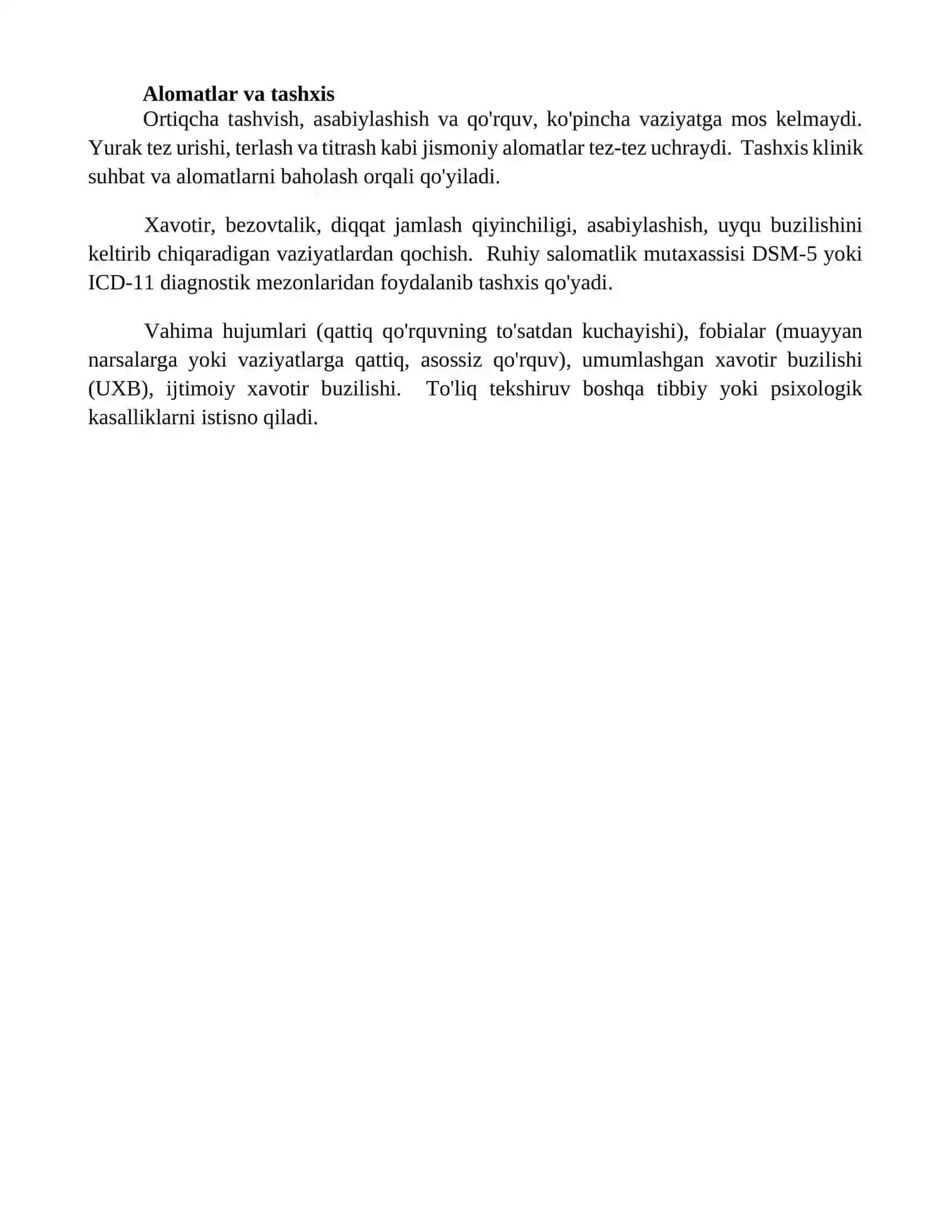 Xavotir buzilishlari mavzusi 4