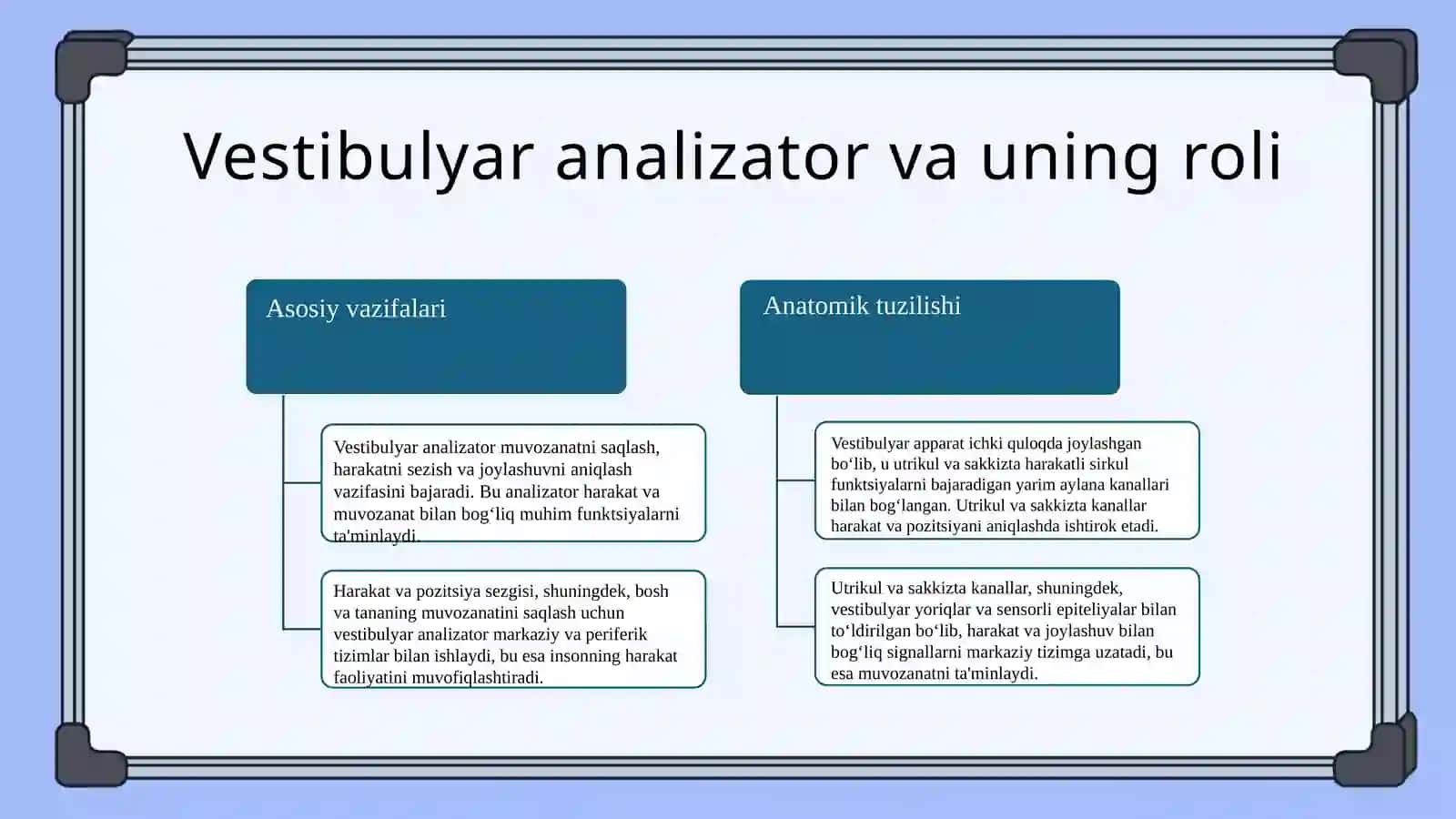 Eshituv va vestibulyar analizatorlar va ichki a'zolarni o'zaro bog'liqligi 4