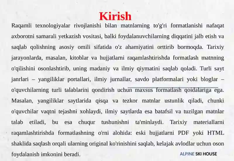 Saytlarning turli janrlari uchun matn niformatlash 4