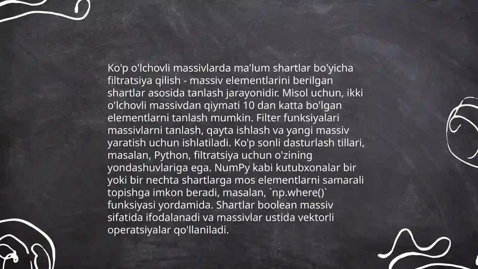 Ko’p o’lcho’vli massivlarni ma’lum shartlar asosida saralash 4