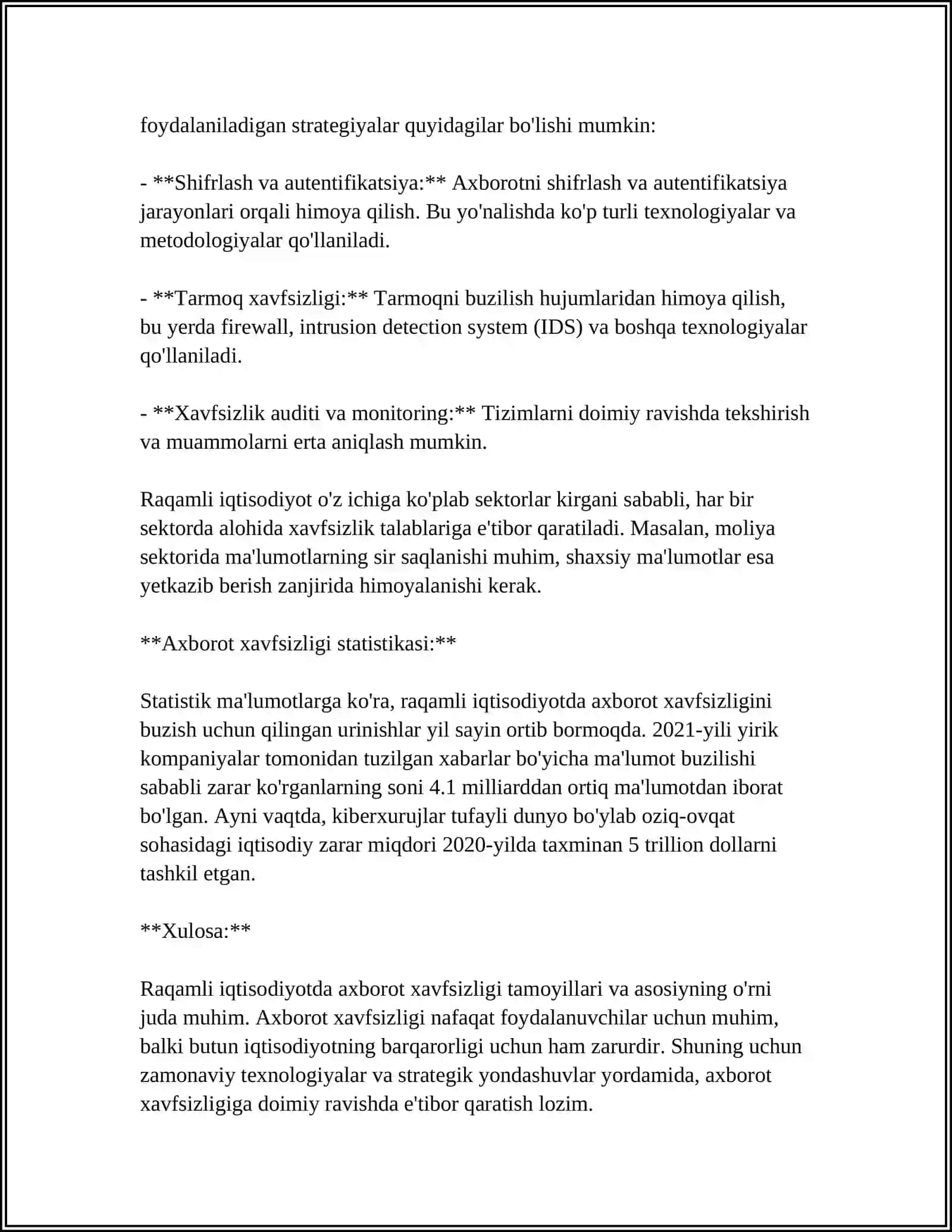 RAQAMLI IQTISODIYOTDA AXBOROT XAVFSIZLIGINI TA’MINLASHNING ZAMONAVIY USULLARI VA VOSITALARI 4