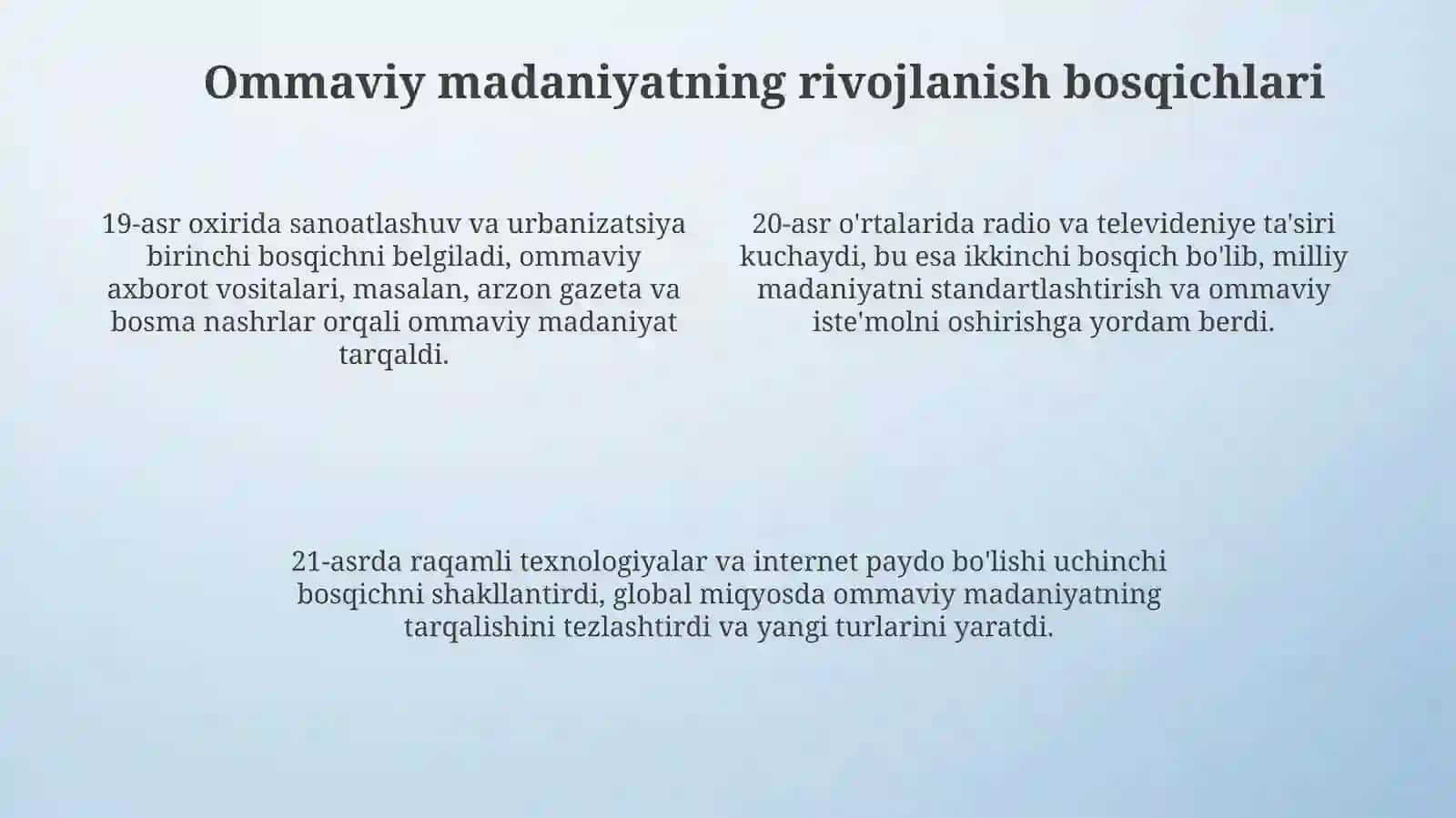 Ommaviy madaniyatning shakllanish tarixi va uning turlari 4