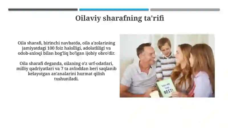 Oila shaʼnida ota-ona va farzandning roli 4