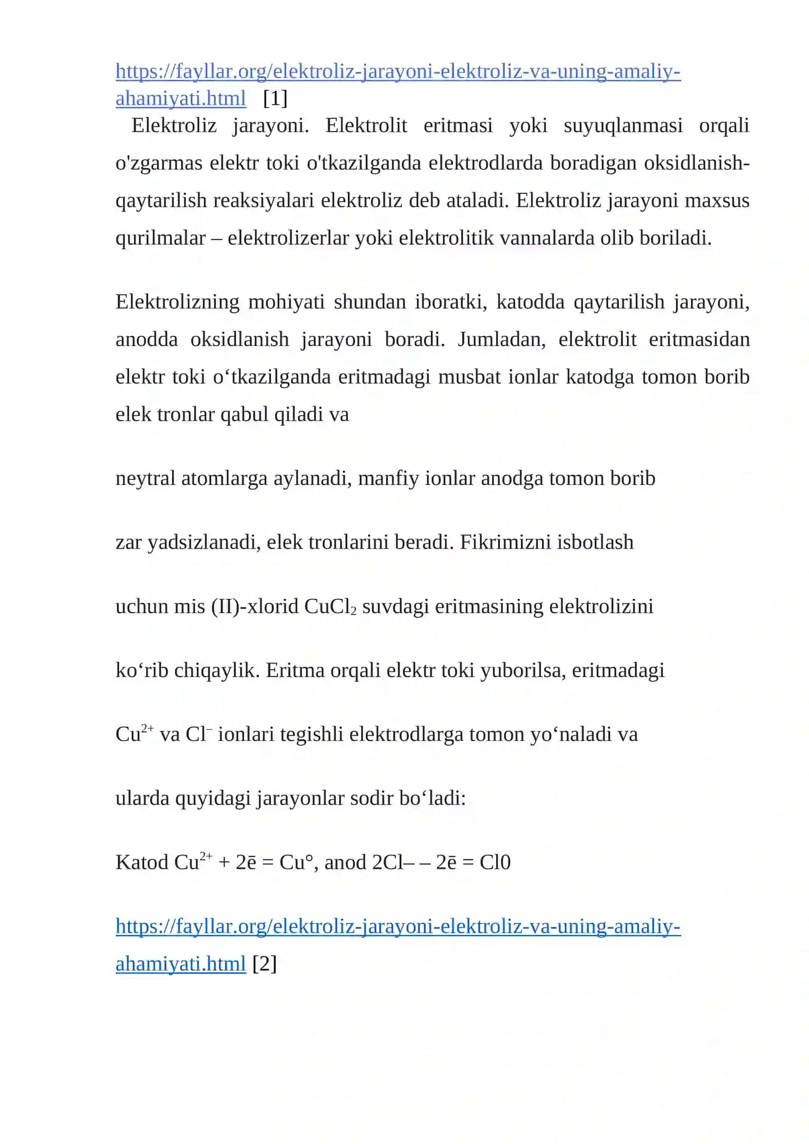 Sanoatda elektroliz jarayonining qo’lanilishi 4