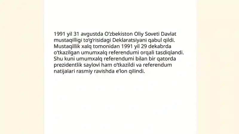 O'zbekiston Respublikasining mustaqil davlat maqomini olishi 4