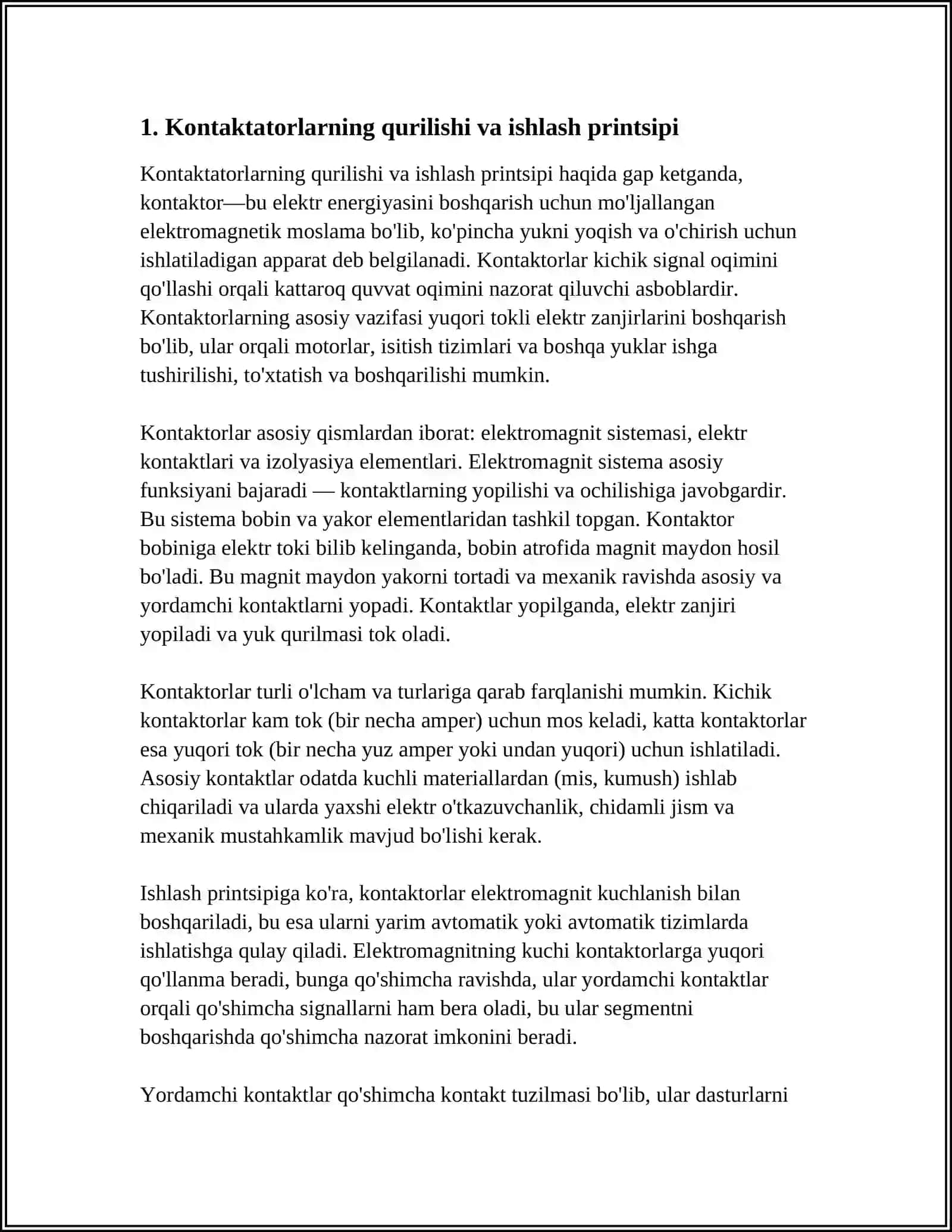 KANTAKTTAORLAR VA MAGNITNLI ISHGA TUSHURUVCHI QURILMALAR 4