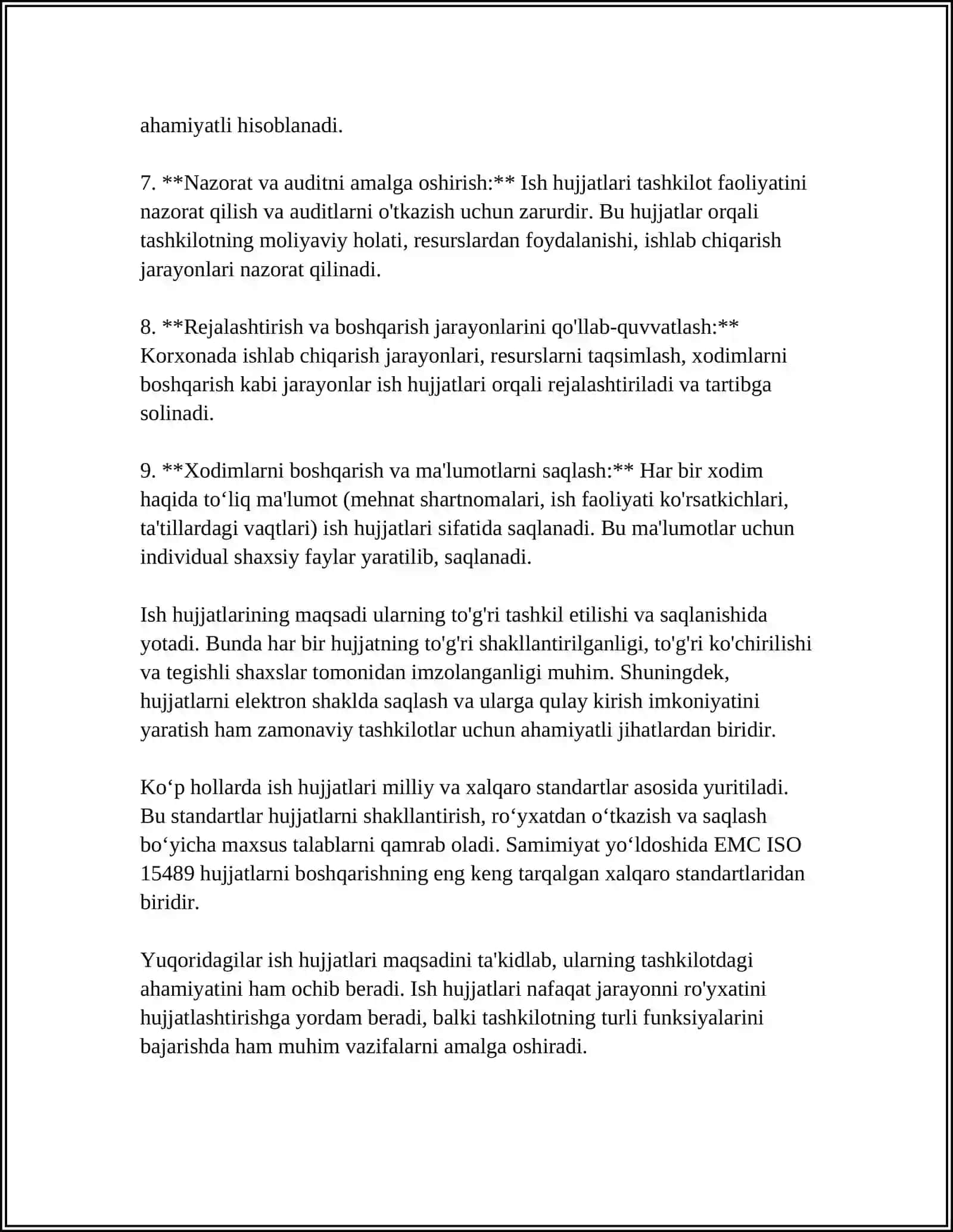 ISH HUJJATLARI VA ULARGA QOʻYILADIGAN ASOSIY TALABLAR 4