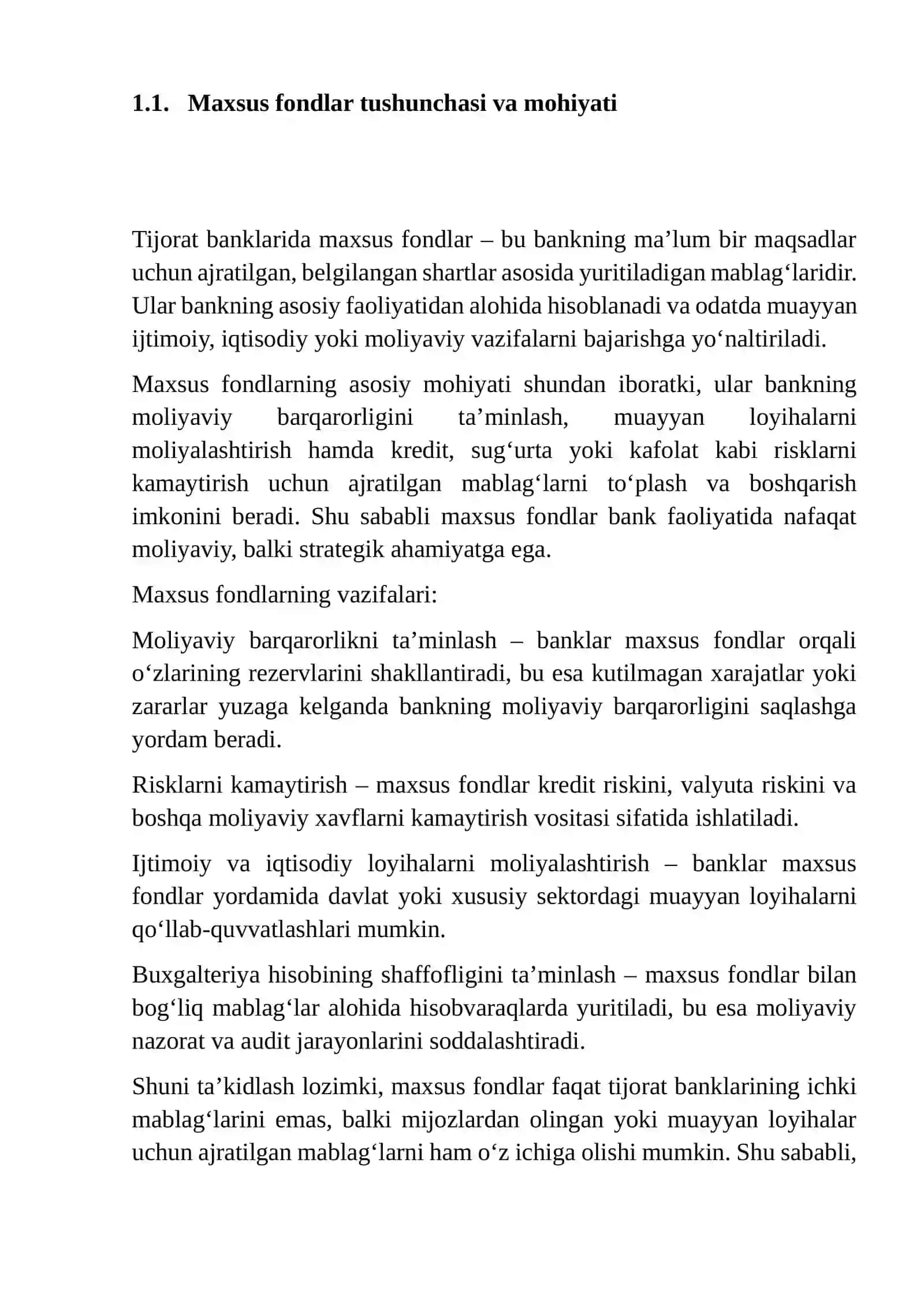 TIJORAT BANKLARIDA MAXSUS FONDLAR VA ULARNING HISOBI 4