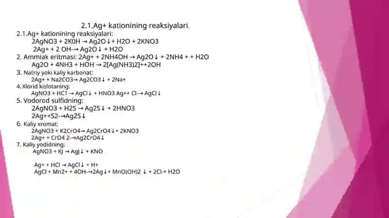 II analitik guruh kationlarining umumiy tavsifi va guruh reagent ta'siri 4
