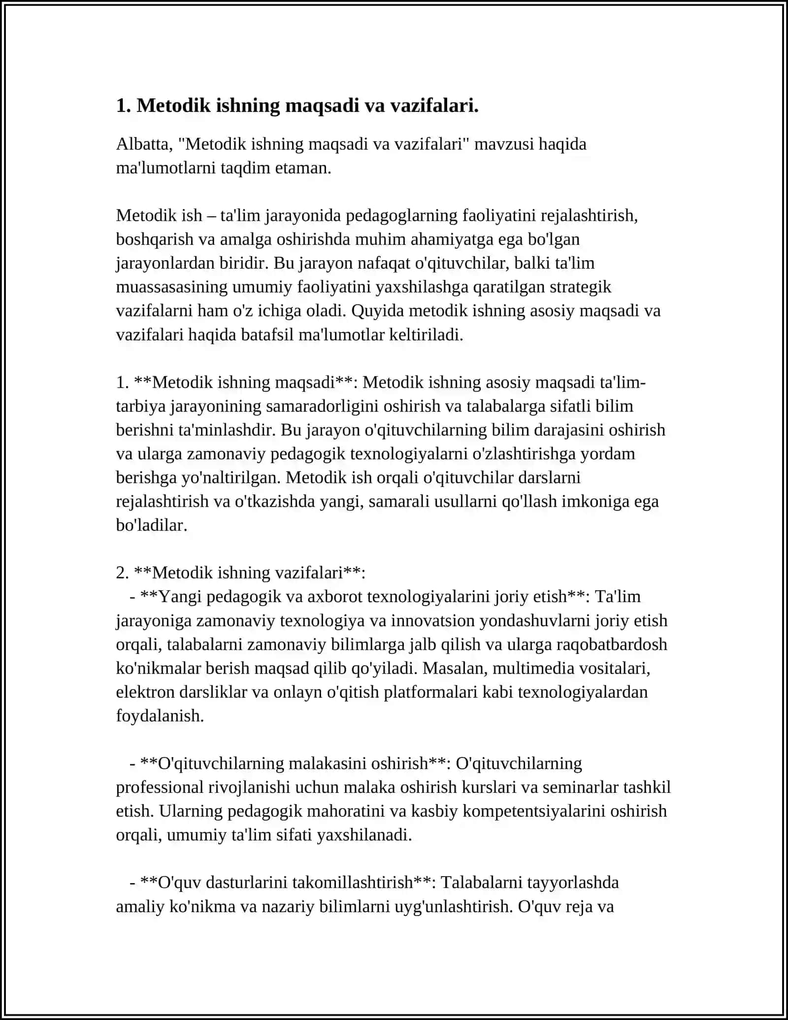 Metodik ishning maqsadi va vazifalari 4