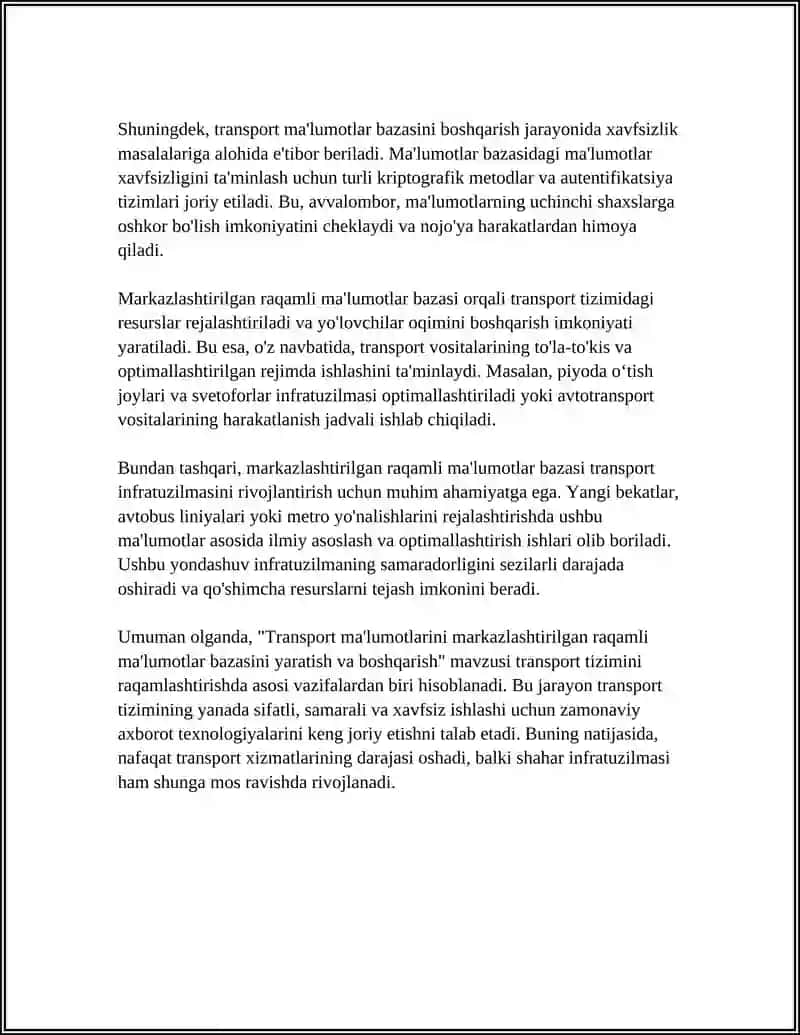 TRANSPORT TIZIMINI RAQAMLASHTIRISH UCHUN ILG'OR AXBOROT TEXNOLOGIYALARINI JORIY ETISH 4