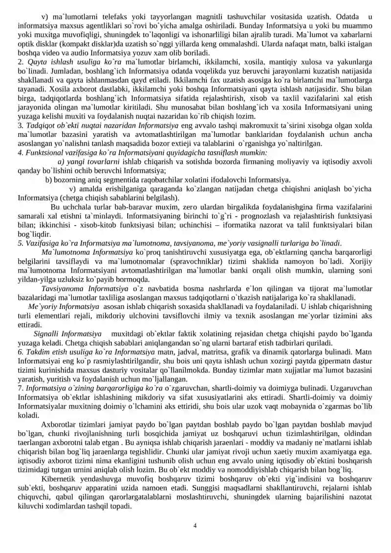 Amaliy matematika fanidan mаruzalar 4