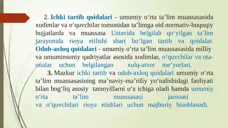 Umumiy o‘rta ta‘lim muassasalarining ichki tartib va odob-axloq qoidalari 4