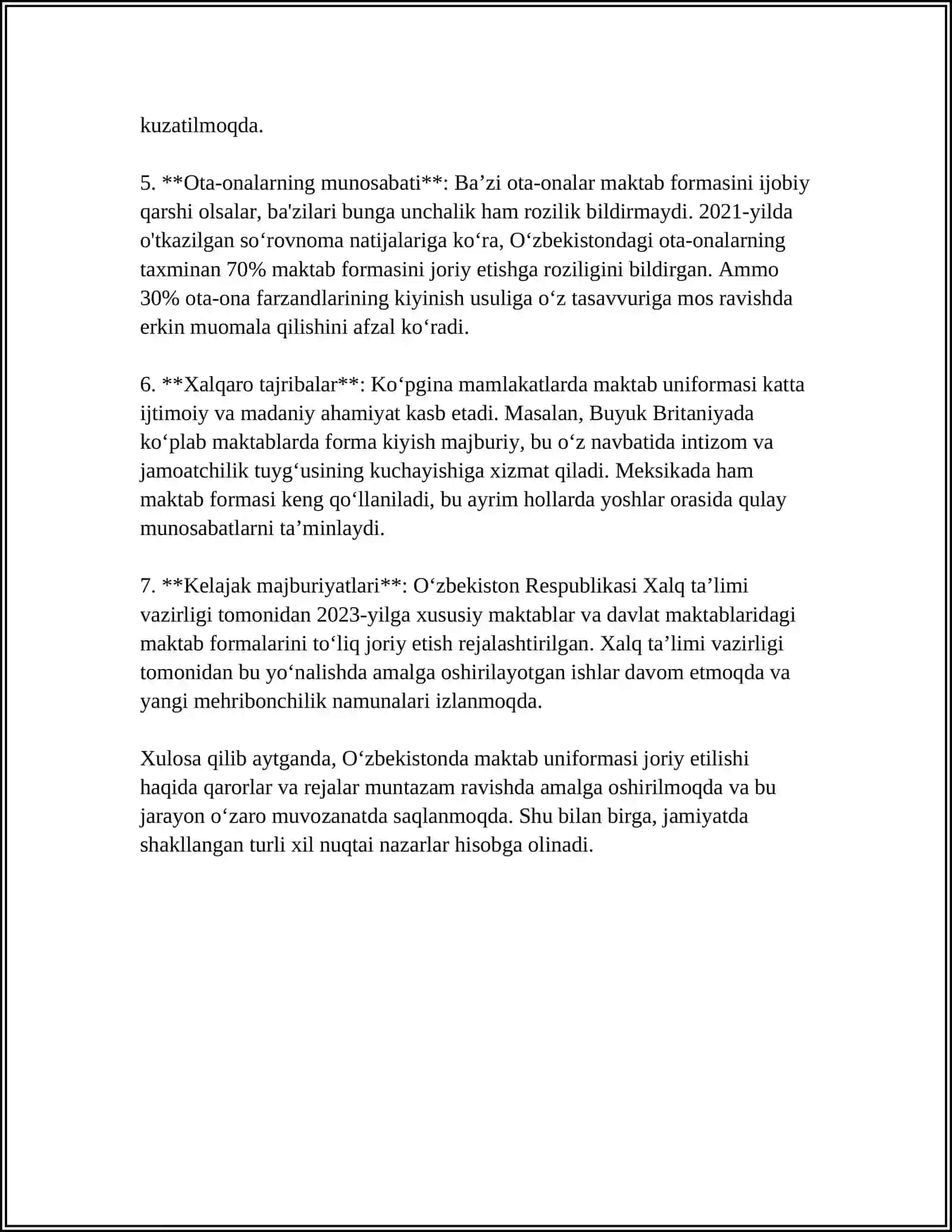 MUSTAQIL ISH Mavzu: OPINIONS, AGREE AND DISAGREE 4