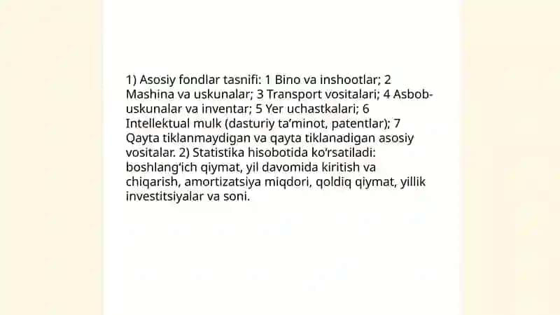 Asosiy va aylanma fondlar statistikasi 4